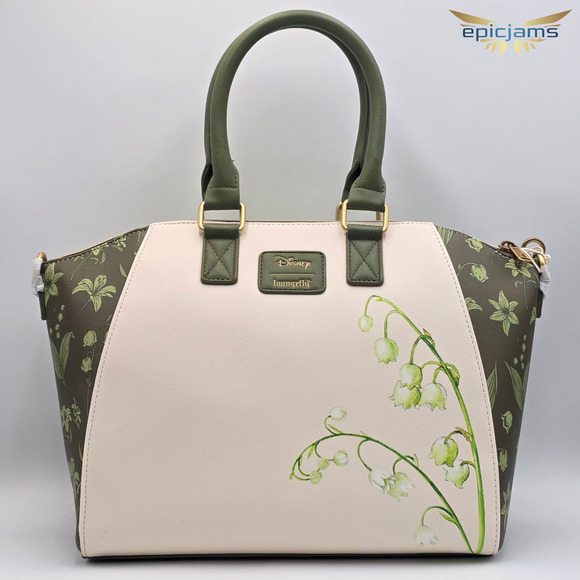 Loungefly Disney Peter Pan Tinker Bell Mushroom Floral Crossbody Satchel Bag New - Picture 5 of 6